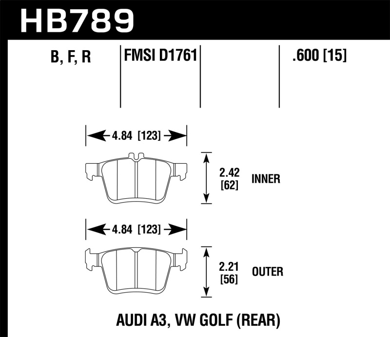 Audi S3 Brake Pads - Rear - Hawk Performance - Performance Ceramic - `15-`20 Audi S3 Brake Pads - Rear - Hawk Performance - Performance Ceramic - `15-`20